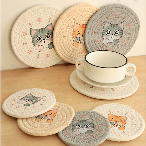 Bordplateisolasjon Dekkematte Kopp Skålmatte Hjemdekorasjon Dura Beige 18cm