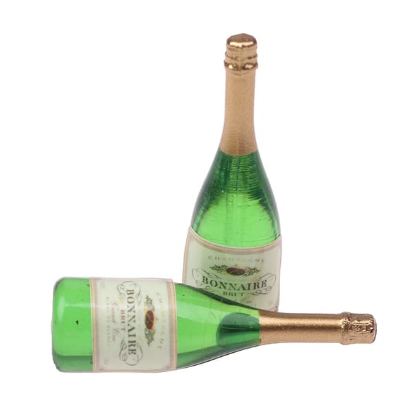 2 st. dockhus champagne dryckesflaskor 1/12 skala mini dockhus One Size