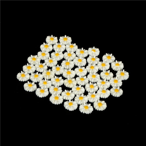 50 kpl valkoinen päivänkakkara kukka hartsi flatback cabochon DIY korut de one size