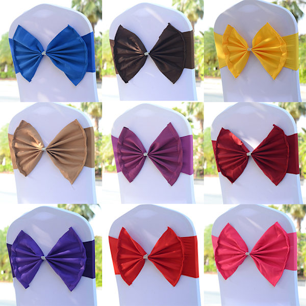 Tie-Free Back Bowknot Stretch tuolin cover Tuoli Sash Flower Sat Red one size
