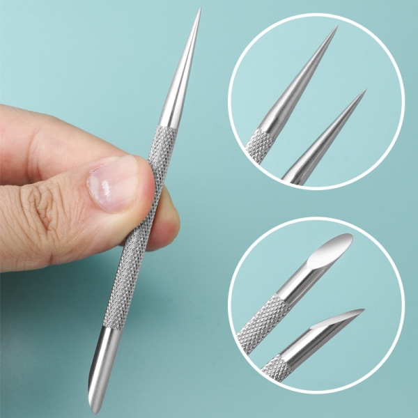 Double Ended Nail Pusher icle Remover Manicure Pedicure Beauty Silver onesize
