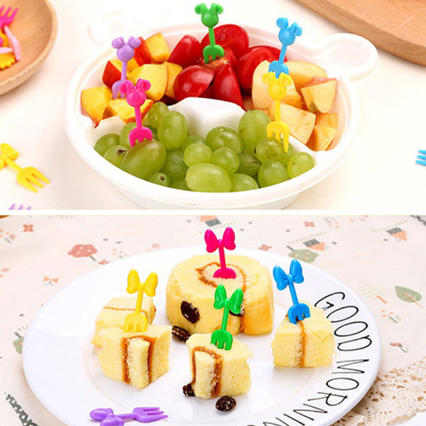 Fruktgaffel Mini Cartoon Barn Fruktplockning Tandpetare Bento Luncher Muticolor A