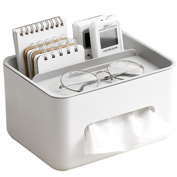 Tissue Box Servietholder Fjernbetjening Opbevaring Multifunktionel Gray Onesize
