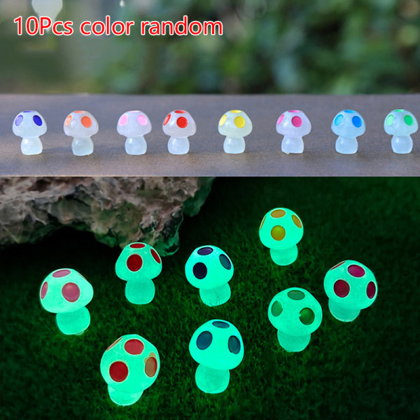 10 st svamp lysande mikro landskap figur prydnad glödande Multicolor one size