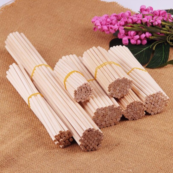 10Pcs Natural Wooden Round Rods Counting Sticks Dowel DIY Build Wood color 5*200mm