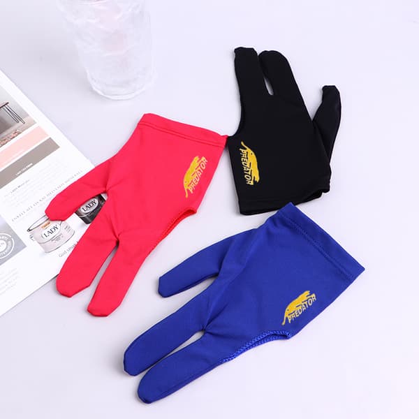 Three Fingers Full-Finger Snooker Pool Cue Billiard Hanske for L Blue one size