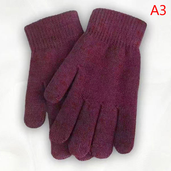 Nye Vinter Mænd Kvinder Cashmere Strikkede Handsker Efterår Håndvarmer Wine red onesize