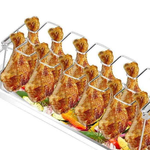 Kyllingeholderstativ Grillstativ Stegning Til BBQ Non Stick Stai Silver onesize