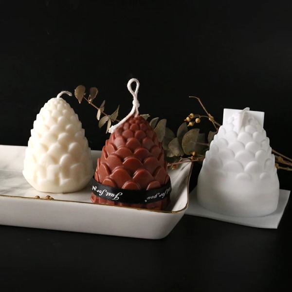 3D Pine Kogler Silikone Form til DIY Candle Making Forme Silicium White onesize