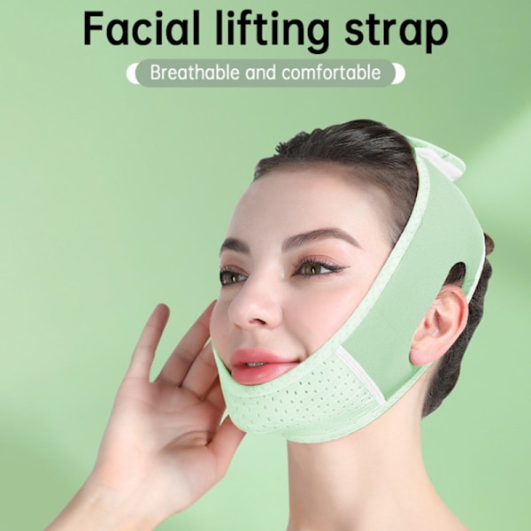 Face V-line slankemaske Beltestropp Dobbel Hakeløftekinn Green onesize