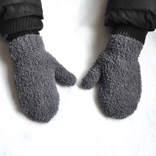 Baby Handsker Vinter Plus Fløjl Vanter Børn Kid Koralfleece Dark gray