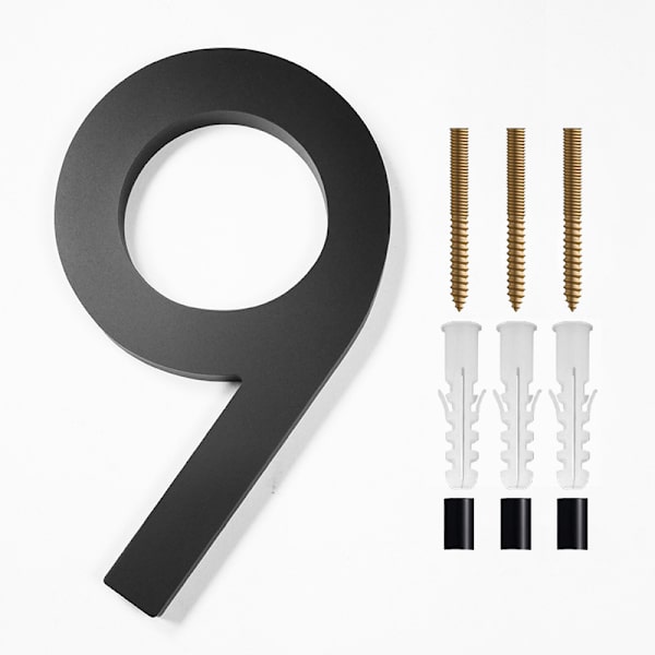 Osoite Big Modern Door Alphabet kelluvat talon numero kirjaimet Black 9