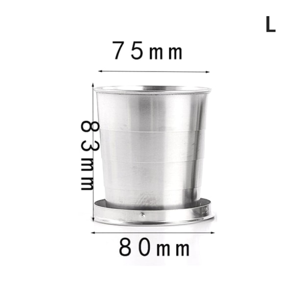 Vikbar kopp i rostfritt stål med nyckelring Bärbar infällbar Silver 250ml