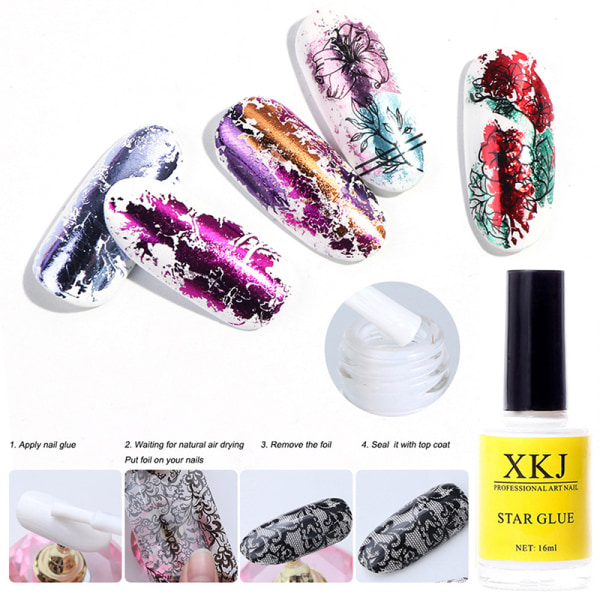 16ml Nail Art Lim for Foil Stickers Overføringstips Nail Art Adh Color onesize