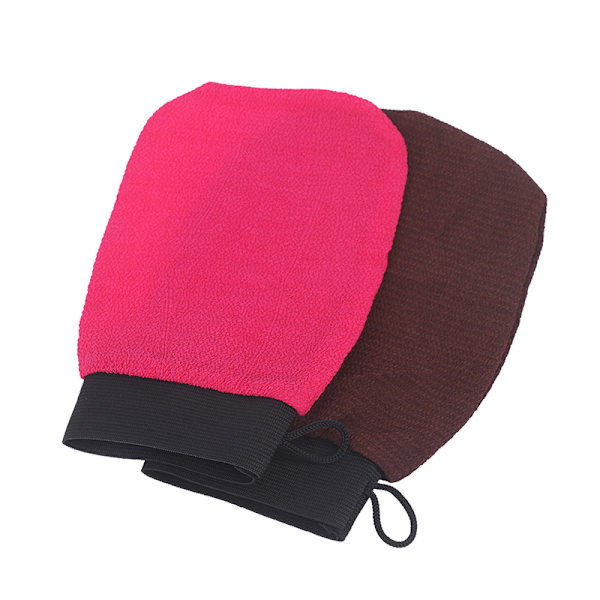 Kaksipuolinen Hammam Scrub Mitt Magic ing Glove kuoriva rusketus Black