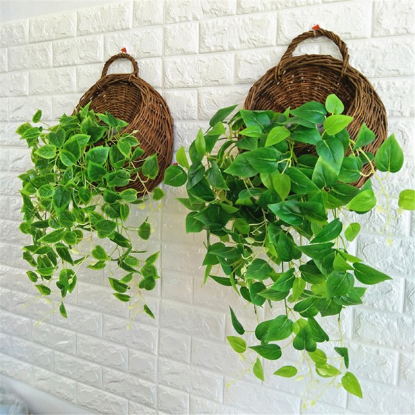 Flower er Wall Hanging Wicker Rattam Basket Garden Vine Pot s H Gray one size