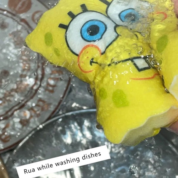 Tegneserie svampoppvaskmaskin SpongeBobs Magic Wipe Sponge Block K Yellow one size