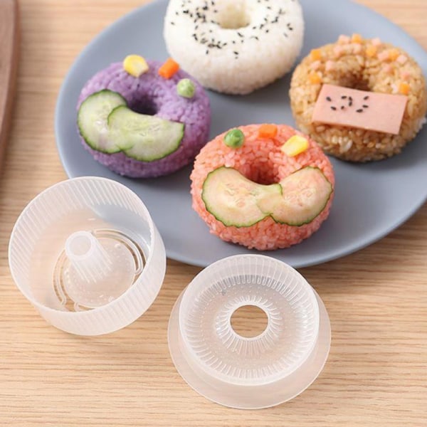 2 ST Creative Sushi Donut Shape Maker Rice Ball Form Home Non-S Clear onesize