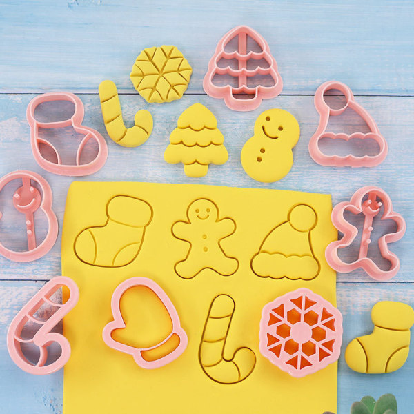 8st/ Set Christmas Cookie Form e Christmas Tree Gingerbread Coo Pink onesize