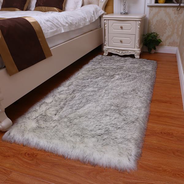 Blødt fåreskind Plys tæppe imiteret sengemåtte Soveværelsesindretning White Gray 25*36cm