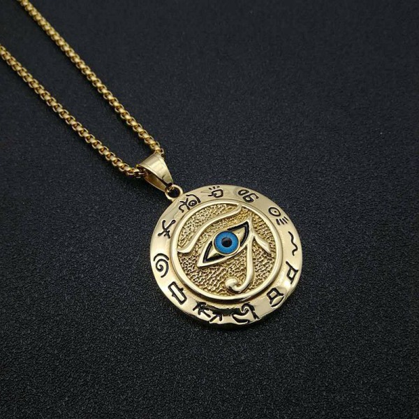 Muinainen Egypti Horuksen silmä riipus kaulakorut ruostumattomasta teräksestä Gold one size