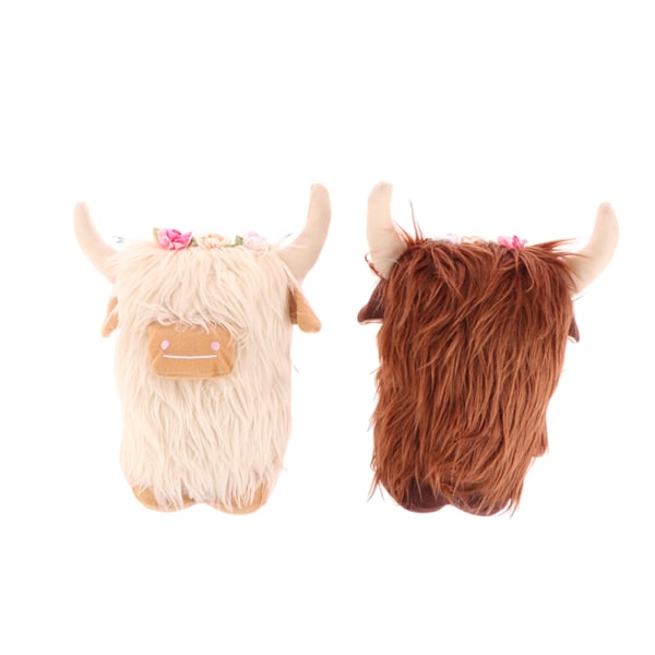 1 stk Simulering Highland Cow Dolls Highlands Cow Ornament Farm White A2