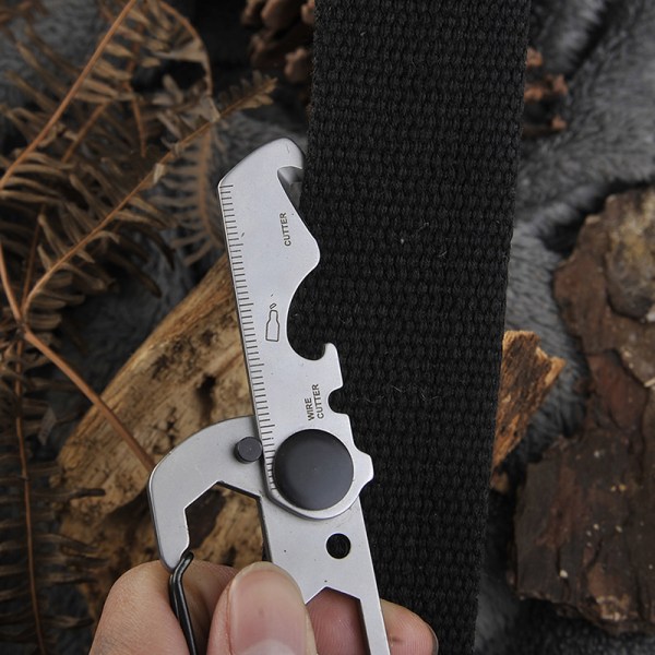 Monitoiminen kiipeilykarabiini EDC Keychain Gear -ulkotyökalu Silver one size