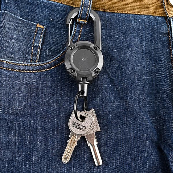 Stöldskyddsmetall Lätt att dra Spänne Rep Elastic Keychain Retr Black