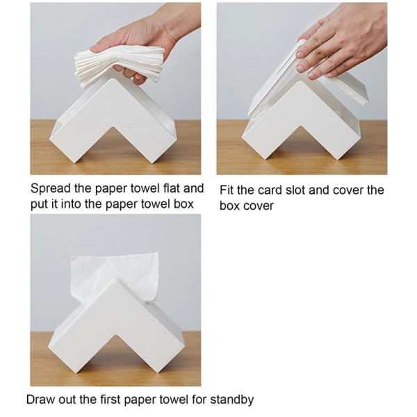 Nordic Right Angle Desktop Serviett Papir Storage Case Tissue Box White ONESIZE