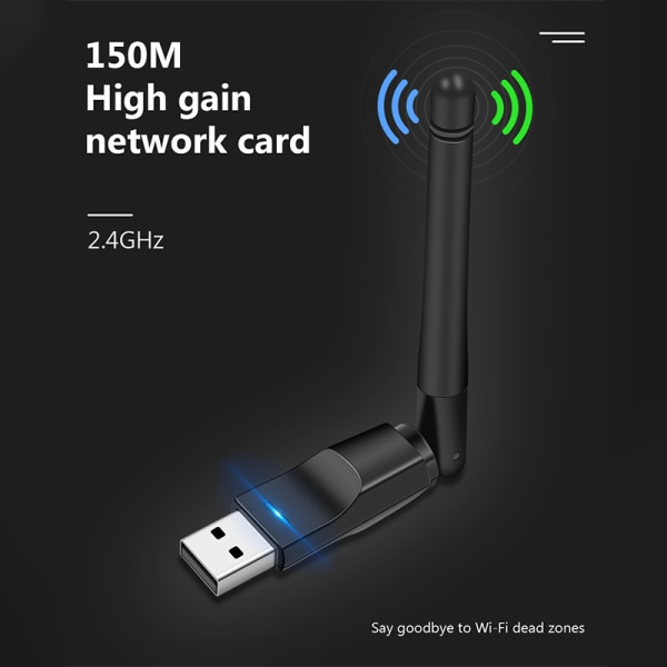 MT7601 Mini USB WiFi Adapter 150Mbps trådløst nettverkskort RTL8 Black MT7601 Chip