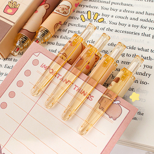 6 stk. e Capybara tryk gel pen skoleartikler tegneserie Capyba ONESIZE