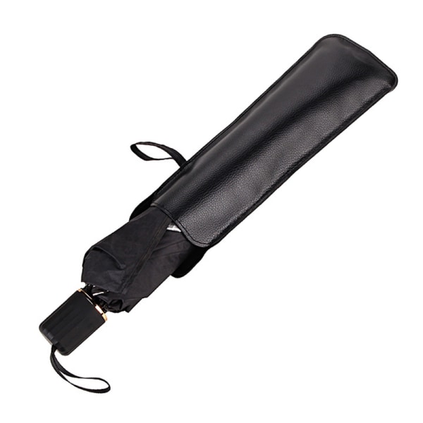 Sort PU Læder Paraply Cover Case Bærbar vandtæt paraply 1PCS