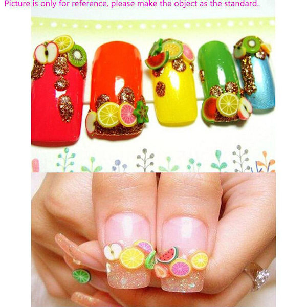 1000 stk 3D-frugtdyr Slice Clay DIY Nail Art Tips Sticker D Multicolor 1000pcs