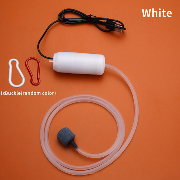 Bærbar Akvarium Iltluftpumpe Fisketank USB Silent Air Comp White