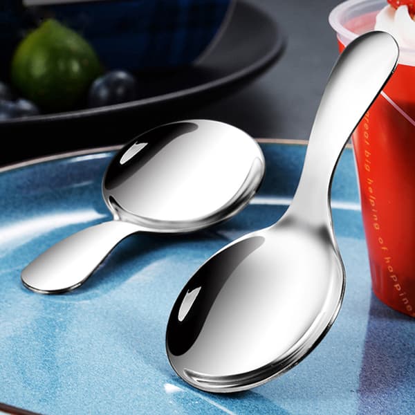 3stk e Rustfritt stål kjøkkenskje Kort skaft Sugar Salt Sp Silver 3pcs
