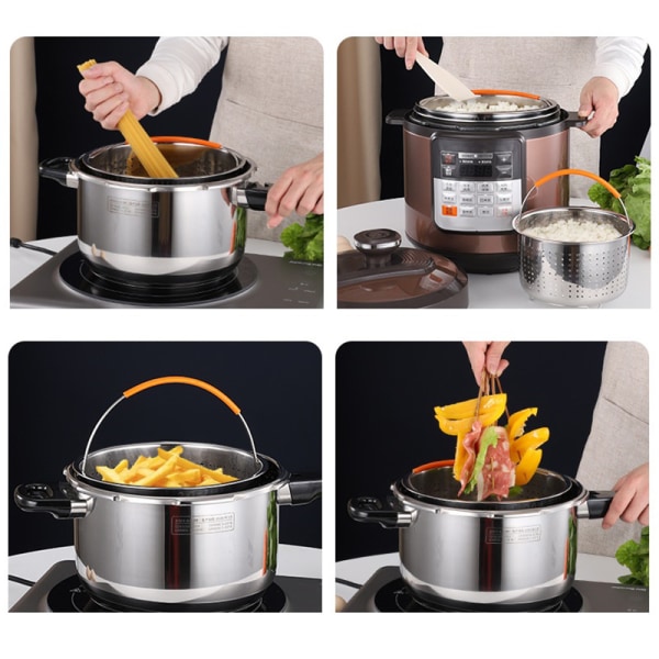 Rustfrit stål Steamer Basket Pot Tilbehør til 3/6/8 Qt Pot Silver 4L