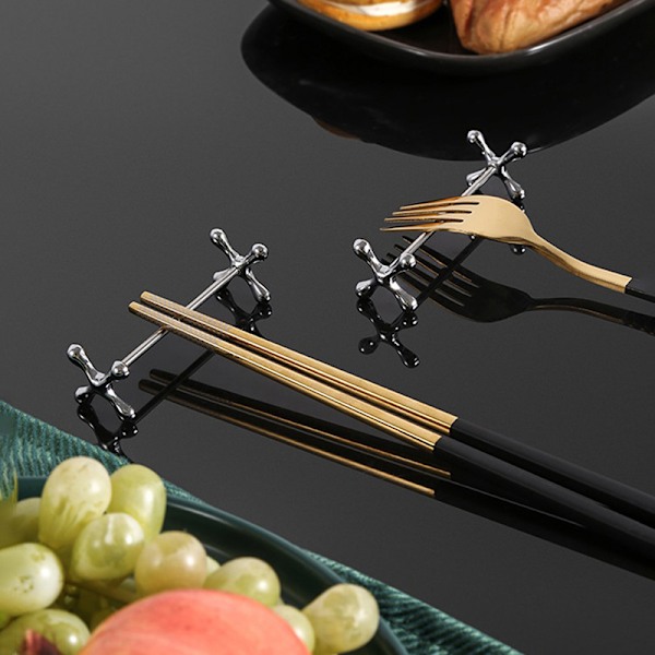 Gaffelpind Holder Metal Plum Shape stick Pude Rustfrit Stål Silver 9CM