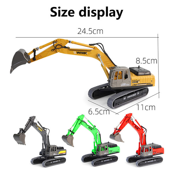 Tröghetsgrävmaskin Modell Engineering Vehicle Barn leksakspresent Yellow 1pc