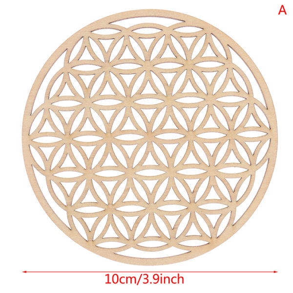 1 kpl Creative Chakra Pattern Coaster Wood Flower of Life Natural A