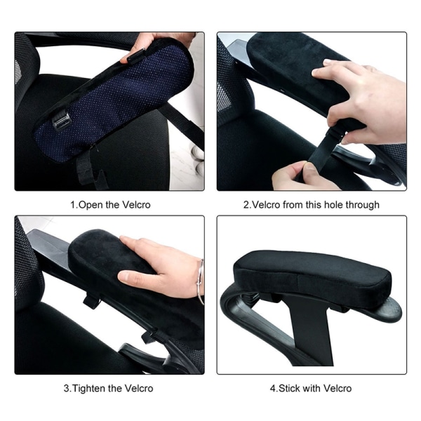 Ny Slow Rebound Memory Foam Armlæn Cushion Pad Chair Mat Elbo Black A Pair