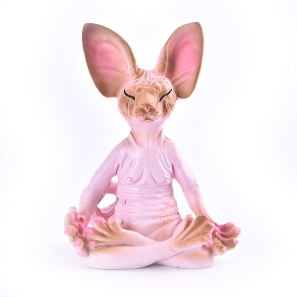 Cat Meditate Collectible Figurines Miniatyr Håndlaget Dekor Ani Pink one size
