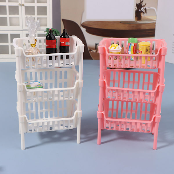 1/12 Dollhouse Mini förvaringskorgar Dockhus Stapelbar baske Pink one size