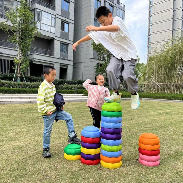 Kids Balance Toy Stepping Stones Stabling Stones Utendørs Innendørs Orange one size