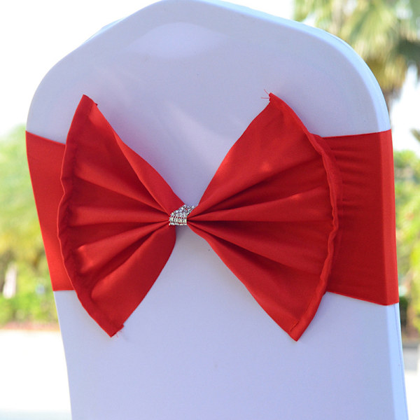 Tie-Free Back Bowknot Stretch tuolin cover Tuoli Sash Flower Sat Red one size
