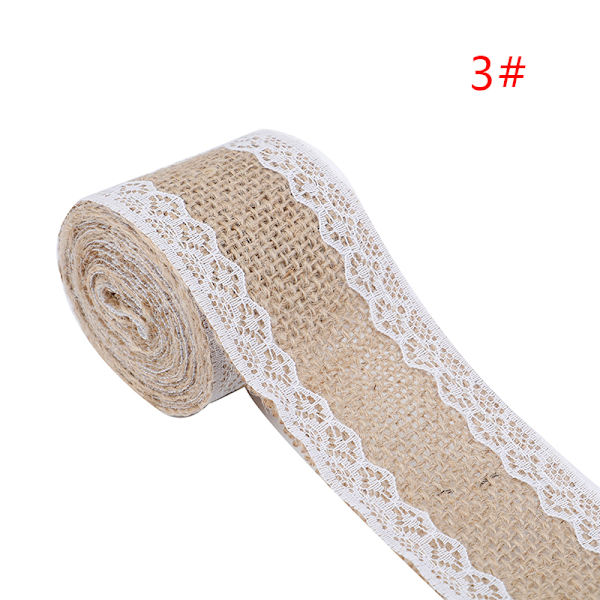 2Meter/Rul Jute Jute Hessian Blondebånd Hvid Blondekant Kant White 1pc