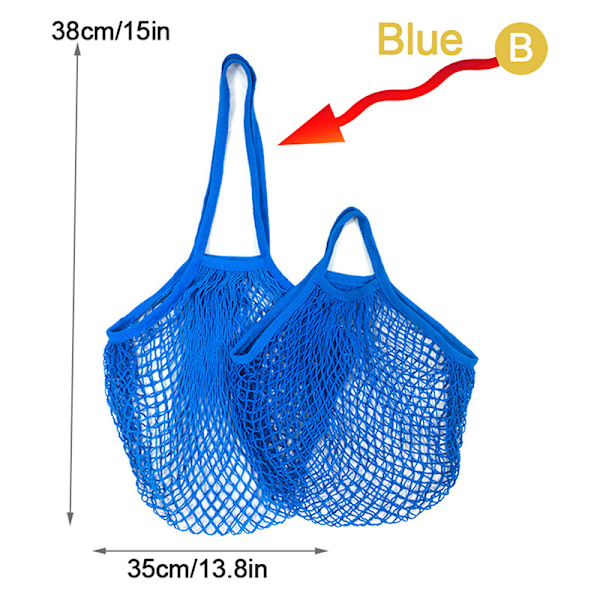 Mesh päivittäistavarakassit puuvillaverkkokangaskassi F Blue B