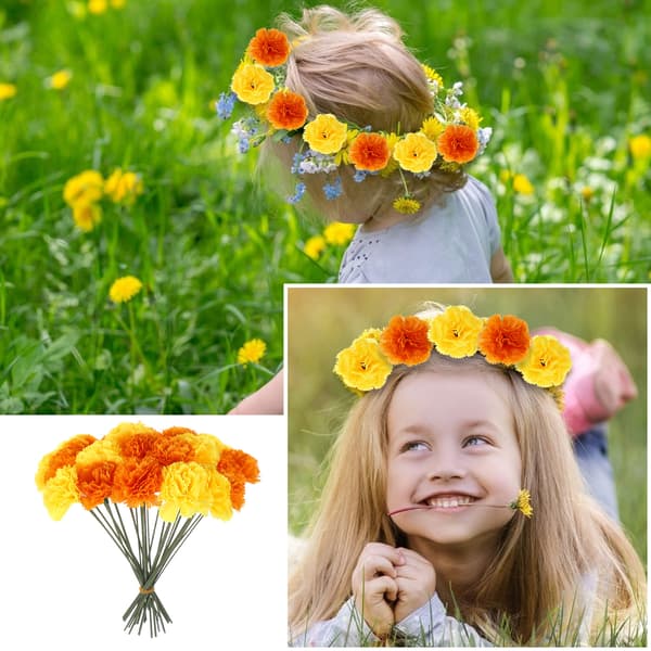 Kunstige Marigold Blomsterhoveder 60朵