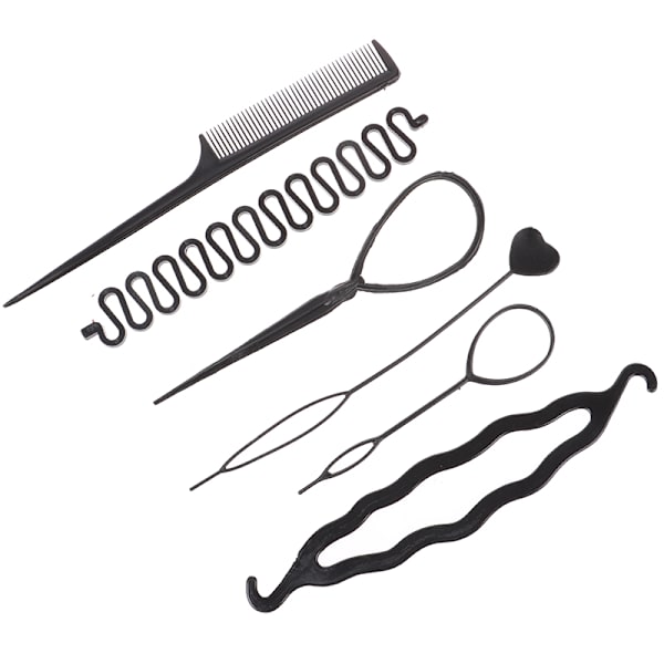 12 kpl/ set Lasten kiharrin Hiuspunoksen ylläpito Spiral Twist H Black 2pcs