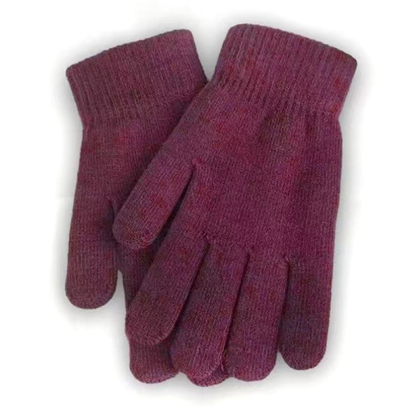 Nye Vinter Mænd Kvinder Cashmere Strikkede Handsker Efterår Håndvarmer Wine red onesize