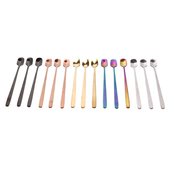 3 Stk Langt Håndtag Firkantet Hoved Kaffeske Rustfrit Stål Farve Silver 3Pcs